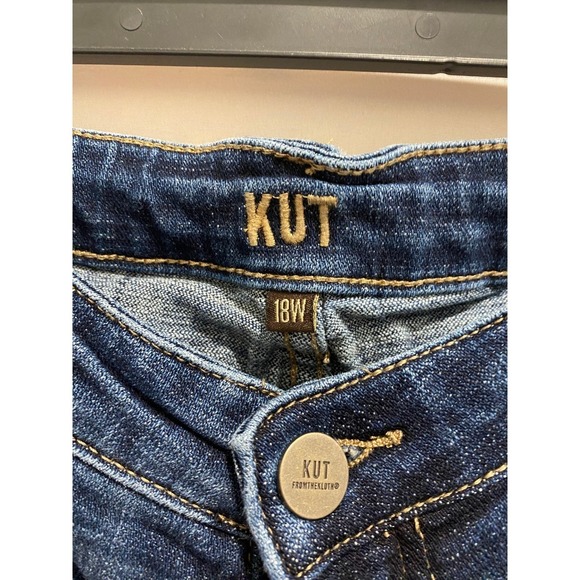 Kut from the Kloth Womens 18W Plus Straight Leg Jeans Frayed Hem Blue Denim - Picture 4 of 5